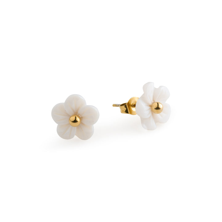 Ellen - Weiße Blumen-Ohrstecker Edelstahl