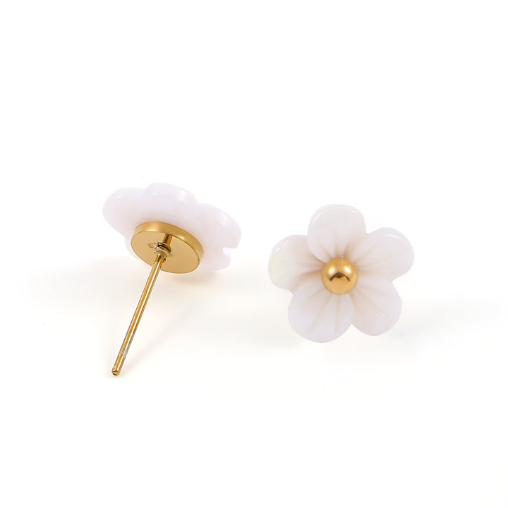 Ellen - Weiße Blumen-Ohrstecker Edelstahl