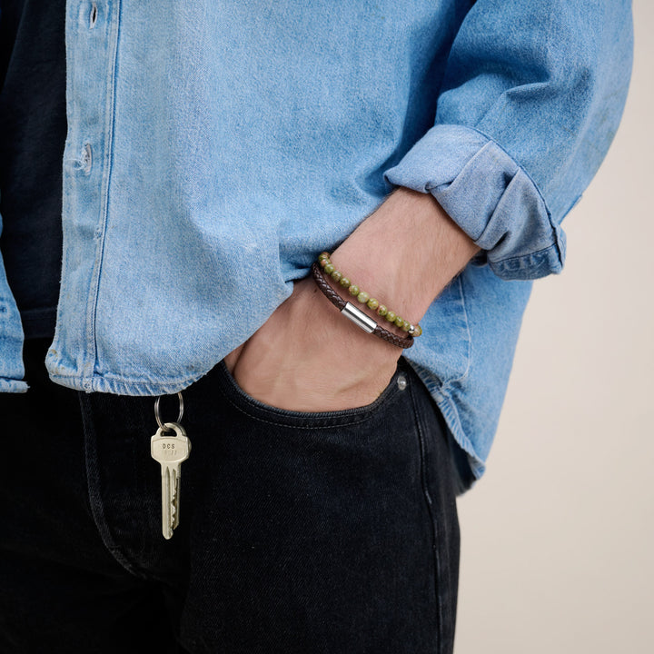 Oliver - Lederarmband Edelstahl