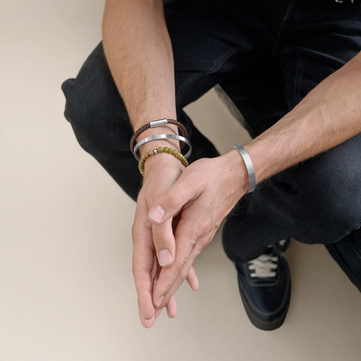 Oliver - Lederarmband Edelstahl