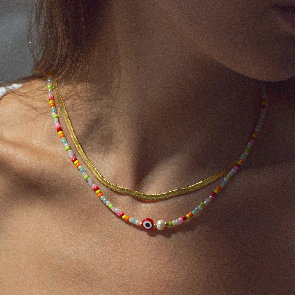 Suzy - Evil Eye Colourful Bead Necklace Timi of Sweden