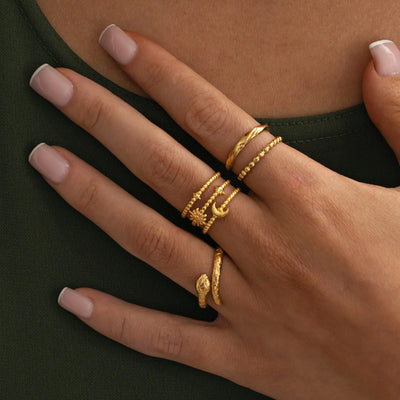 Camille - Mond- und Sternring aus Edelstahl