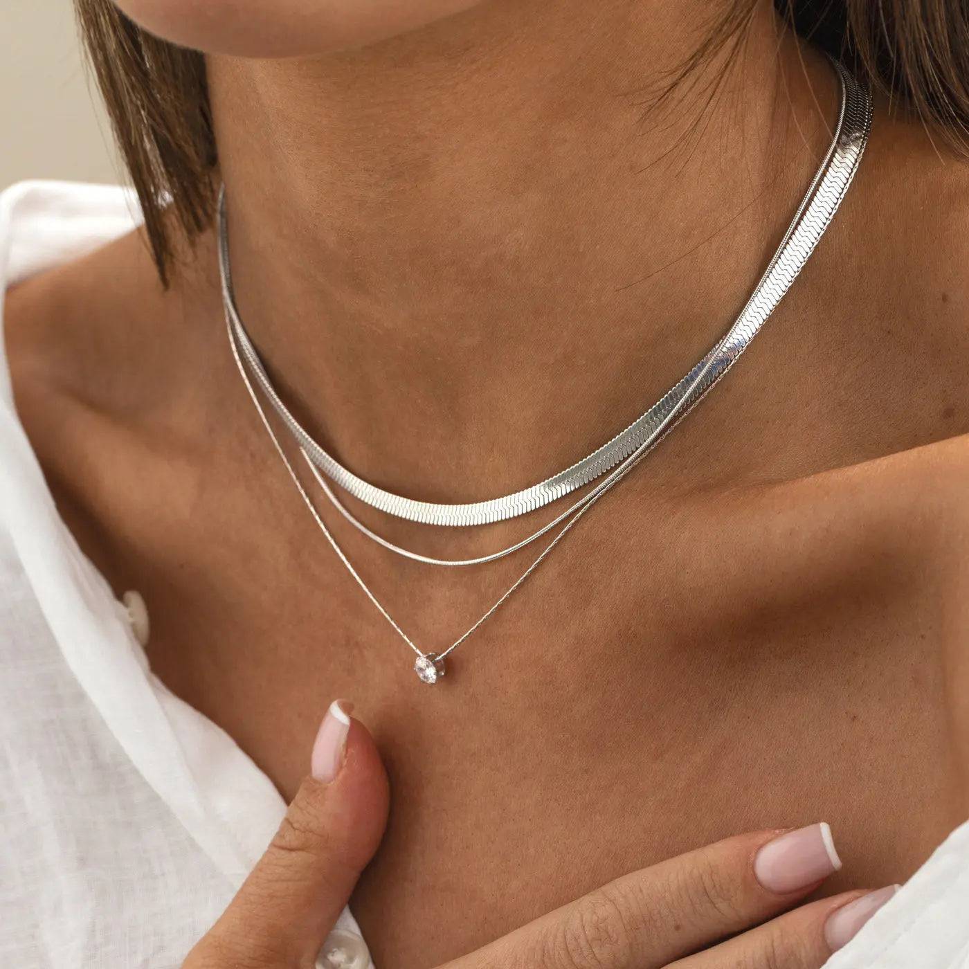 Audrey - Kristall Halsband Rostfritt Stål