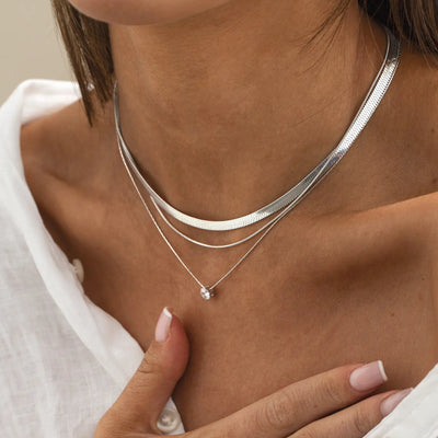 Ivy - Doppelte Schlangenkette aus Edelstahl