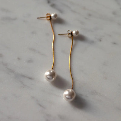 Estelle - Perlenketten-Ohrringe aus Edelstahl
