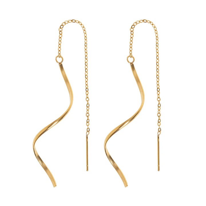 Tina - Swirly Shape Chain Earrings Stainless Steel