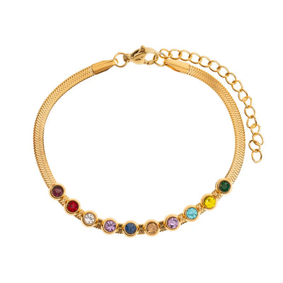 Saga – Mehrfarbiges Kristall-Schlangenkettenarmband aus Edelstahl