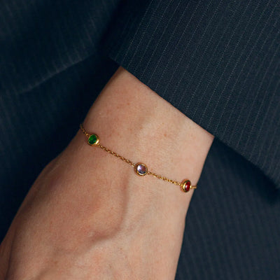 Michelle – Mehrfarbiges Kristallkettenarmband aus Edelstahl