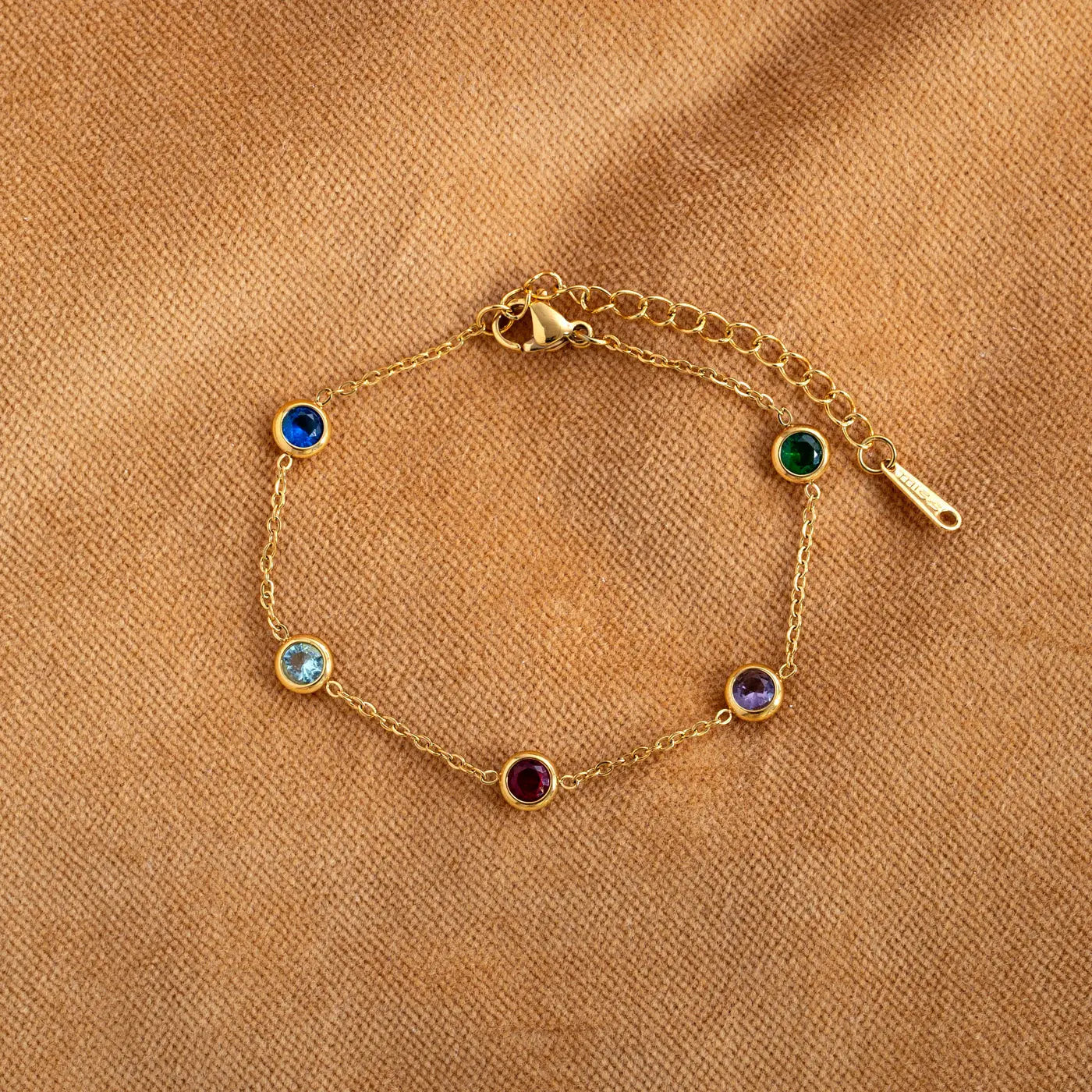 Michelle – Mehrfarbiges Kristallkettenarmband aus Edelstahl
