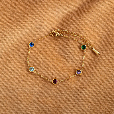 Michelle – Mehrfarbiges Kristallkettenarmband aus Edelstahl