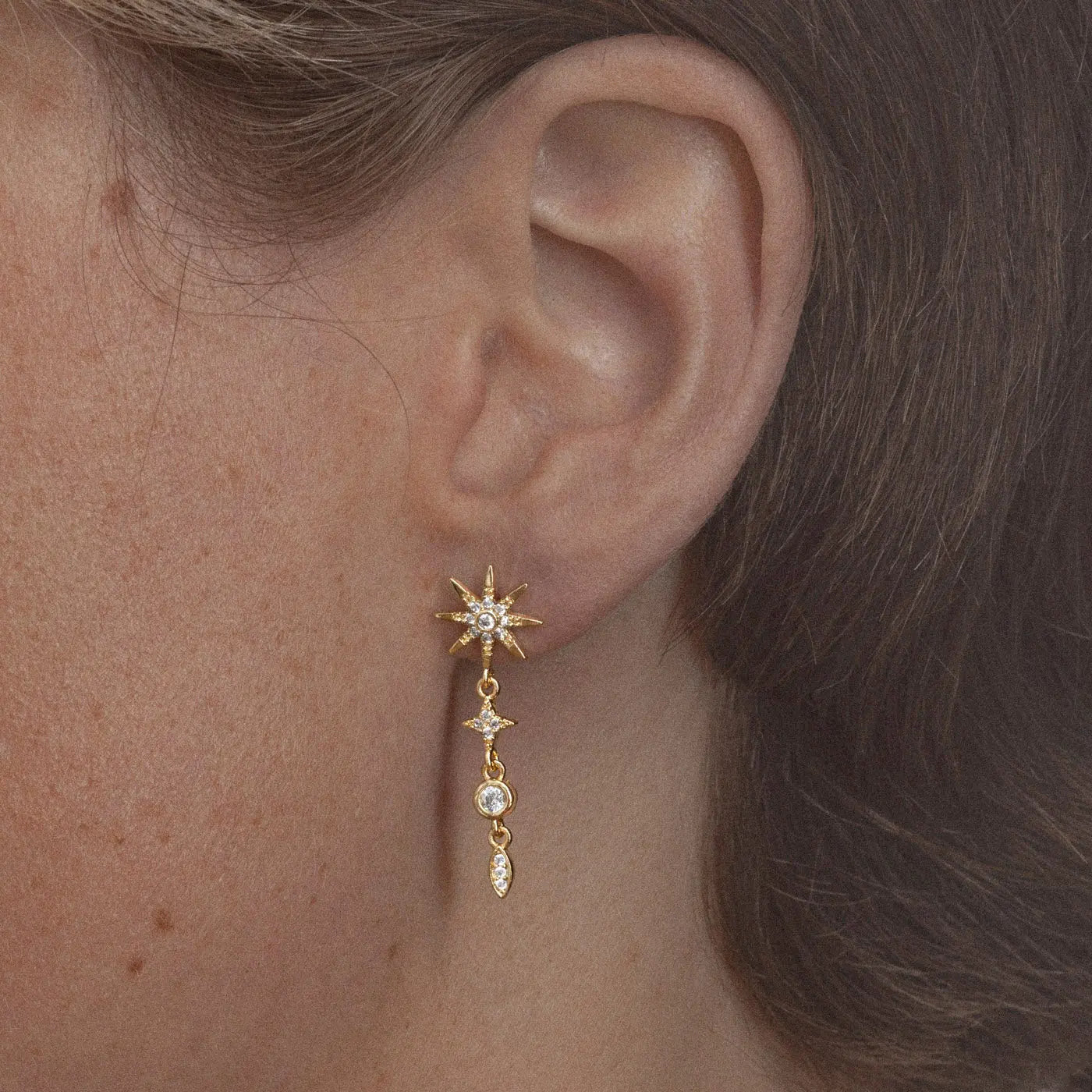 Aurora - Dangling Luxe Crystal Star Stud Earrings