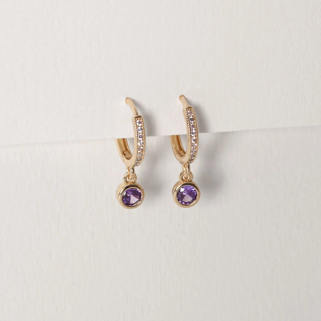 Dina - Purple Crystal Hoop Earrings