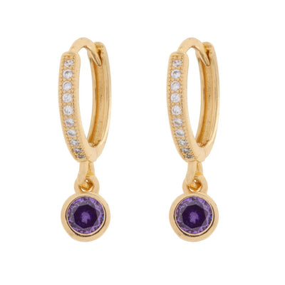 Dina - Purple Crystal Hoop Earrings