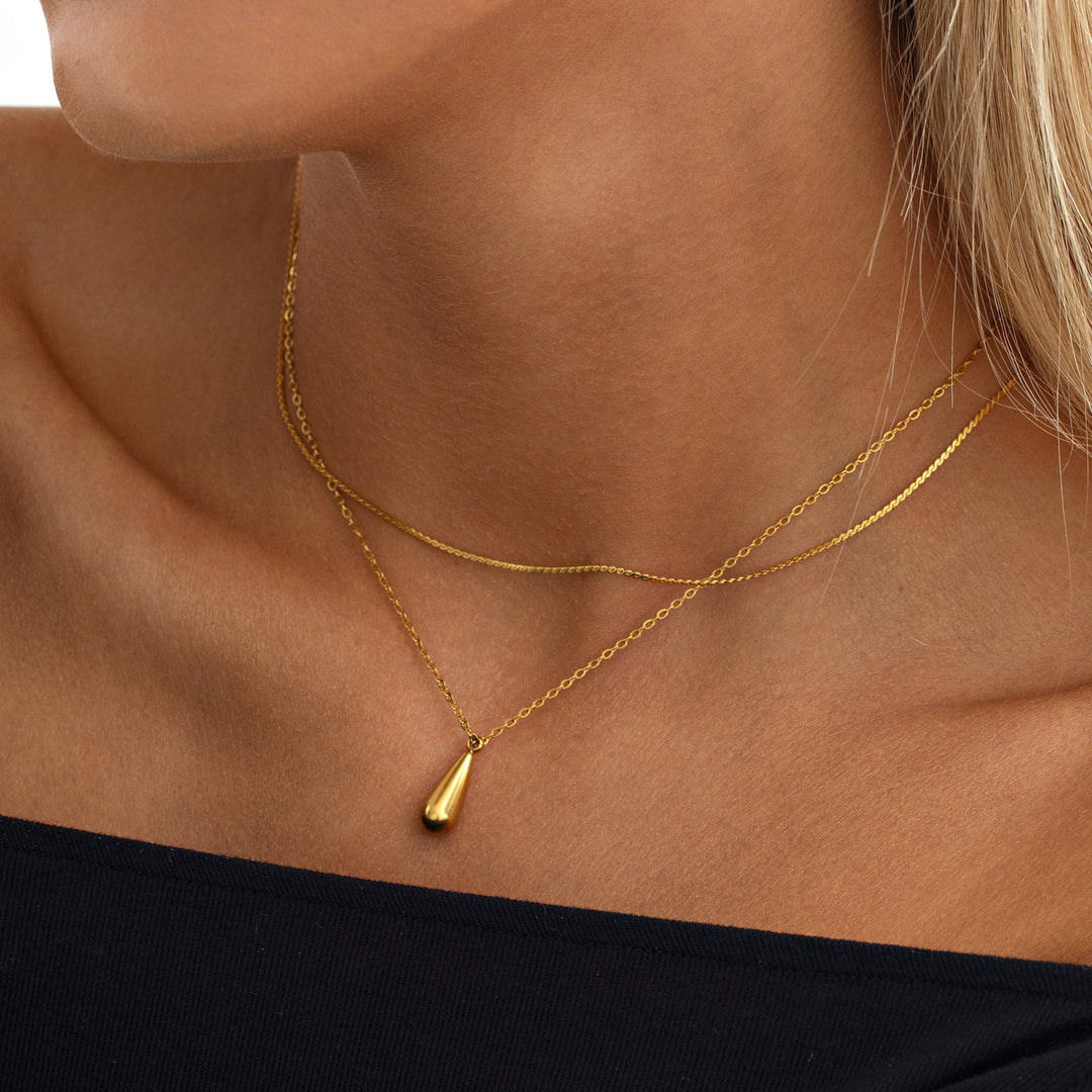 YAZILIND Halskette Mit Wassertropfen-Anhänger – 18K Gold-Überzug, Strass & Zirkonia, Geschenk Für Frauen