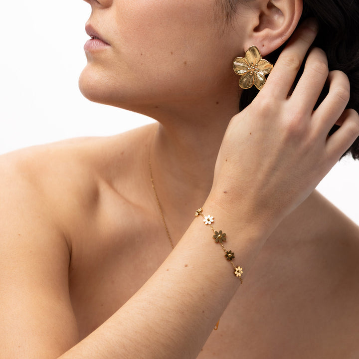 Fay - Blumen-Kettenarmband Edelstahl