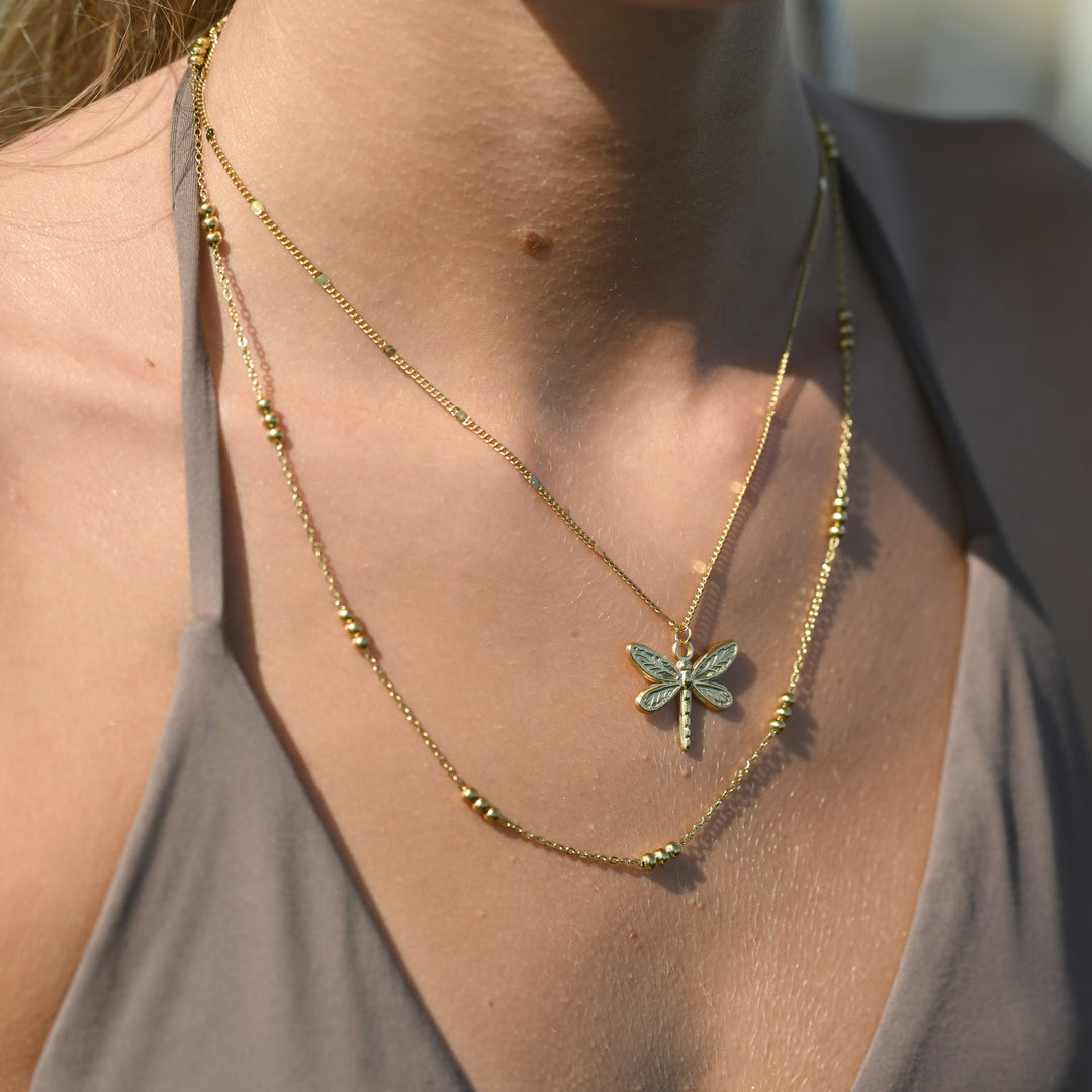 Noya - Dragonfly Necklace Gold Stainless Steel