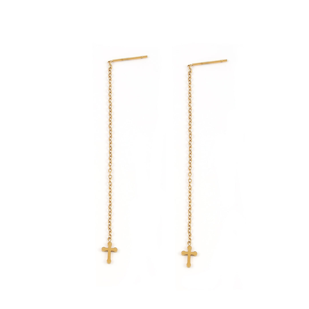 Kai - Cross Chain Earrings Stainless Steel