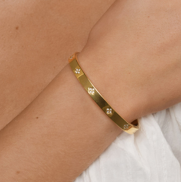Liv - Kristall-Kleeblatt-Armband aus Edelstahl