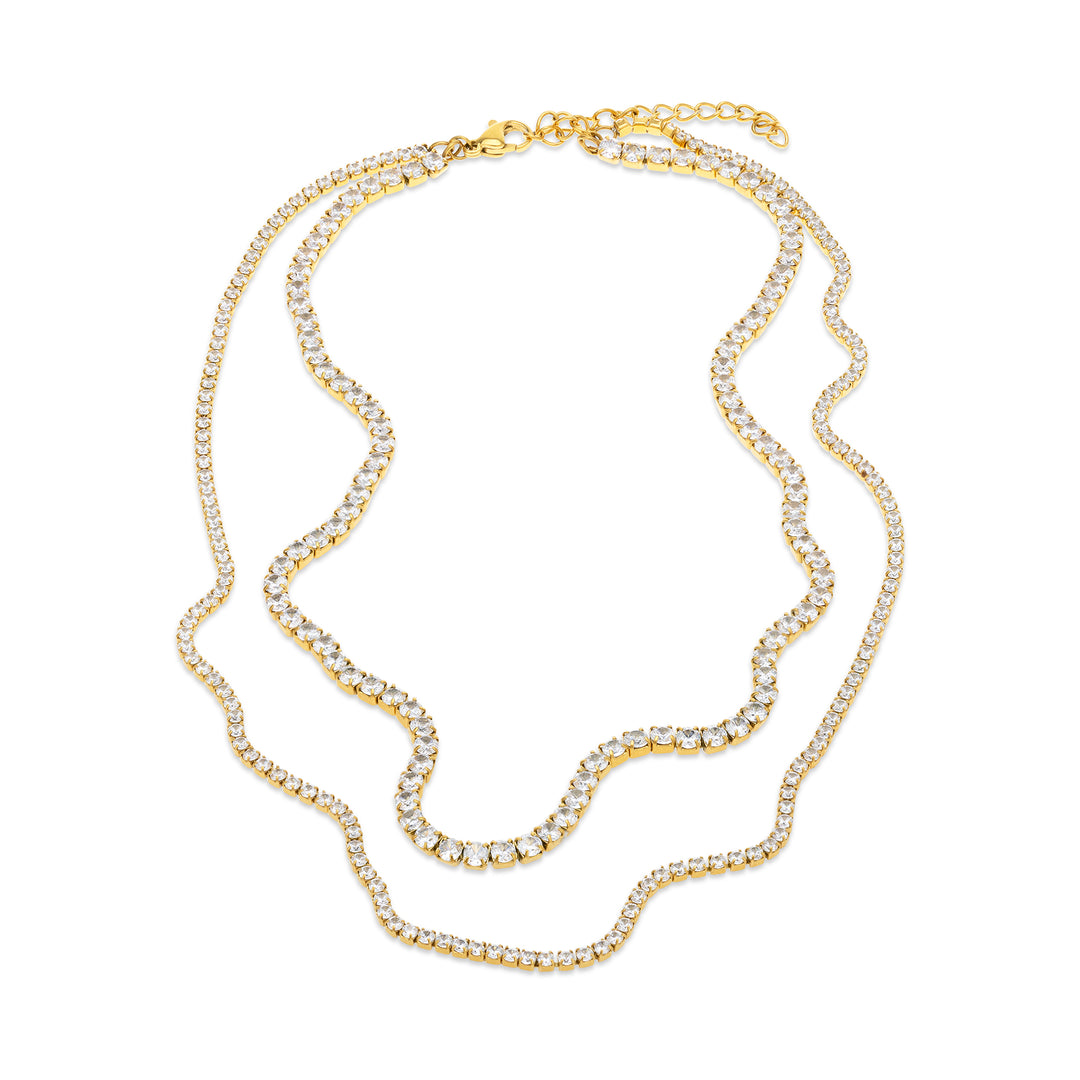 Melina - Kristall Halskette Edelstahl