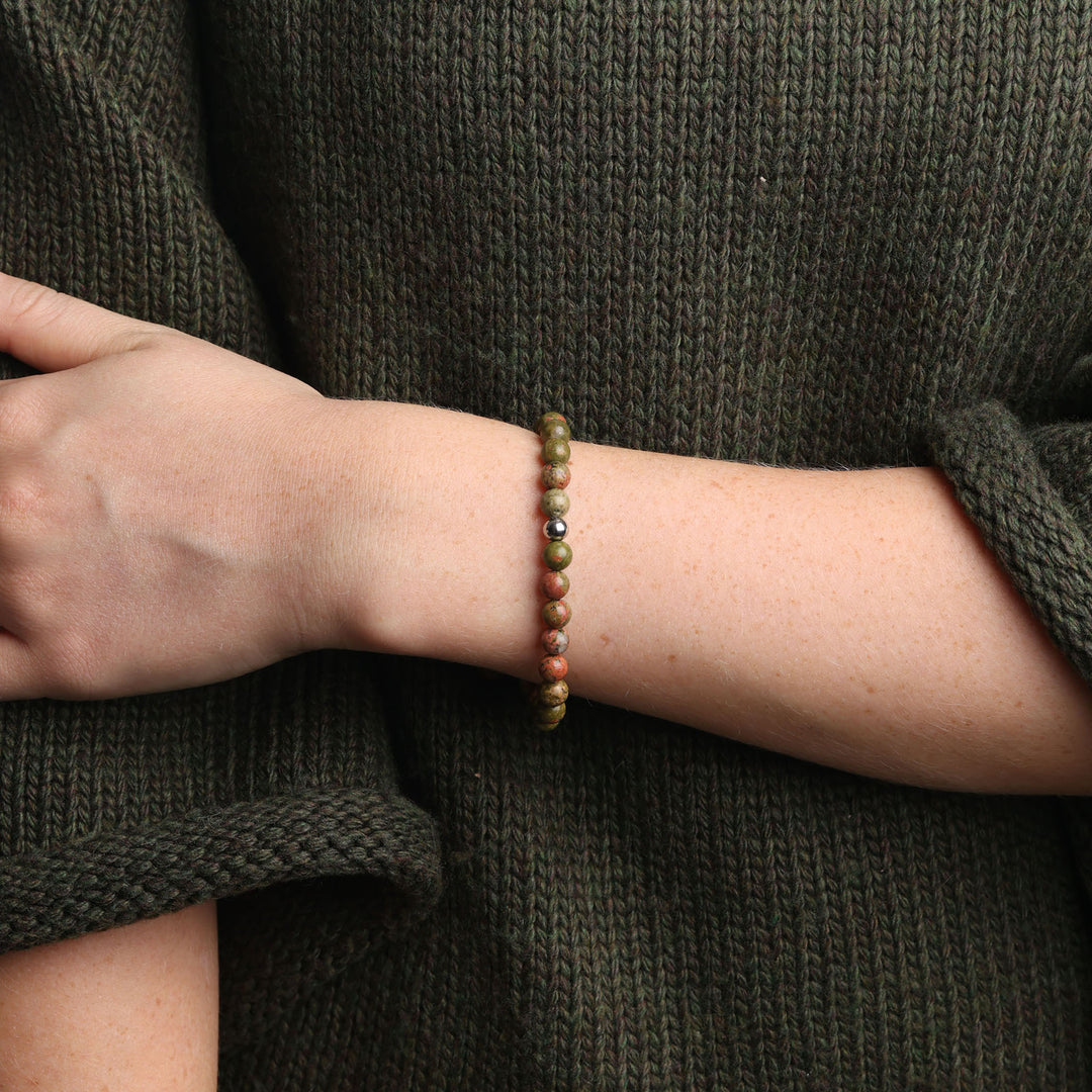 Erika - Armband aus Steinkugeln Edelstahl
