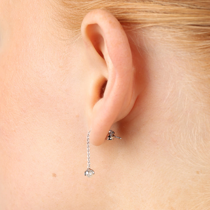 Jill - Perlenketten-Ohrringe Edelstahl