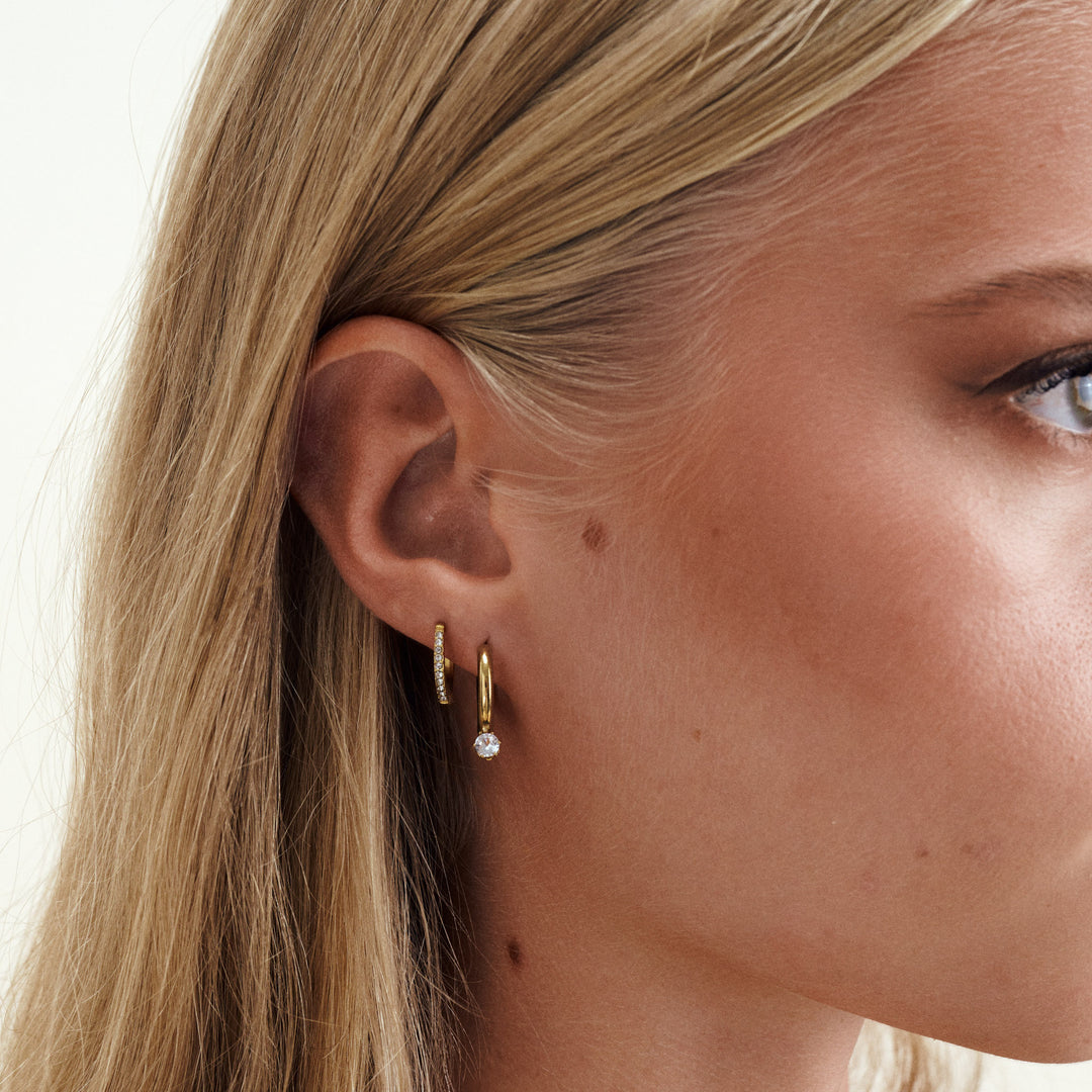 Oline - Crystal Hoop Earrings Stainless Steel