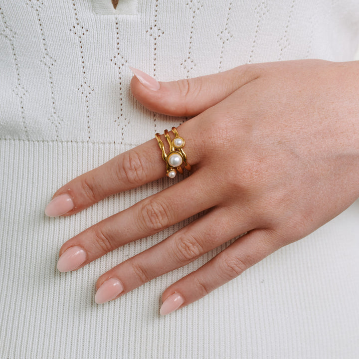 Jenina - Perlenring Edelstahl