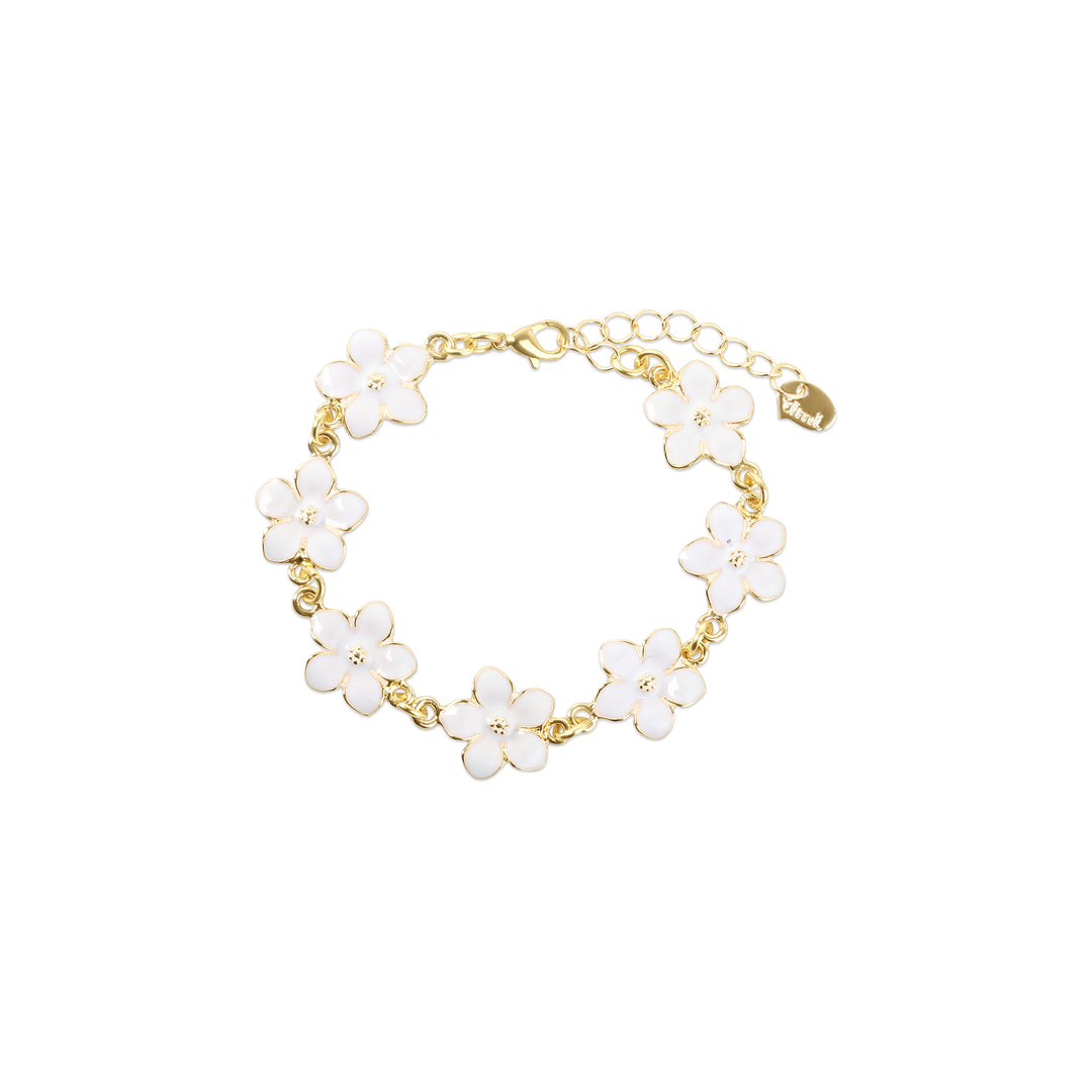 Adeline - Emaille Blumenkettenarmband Weiß