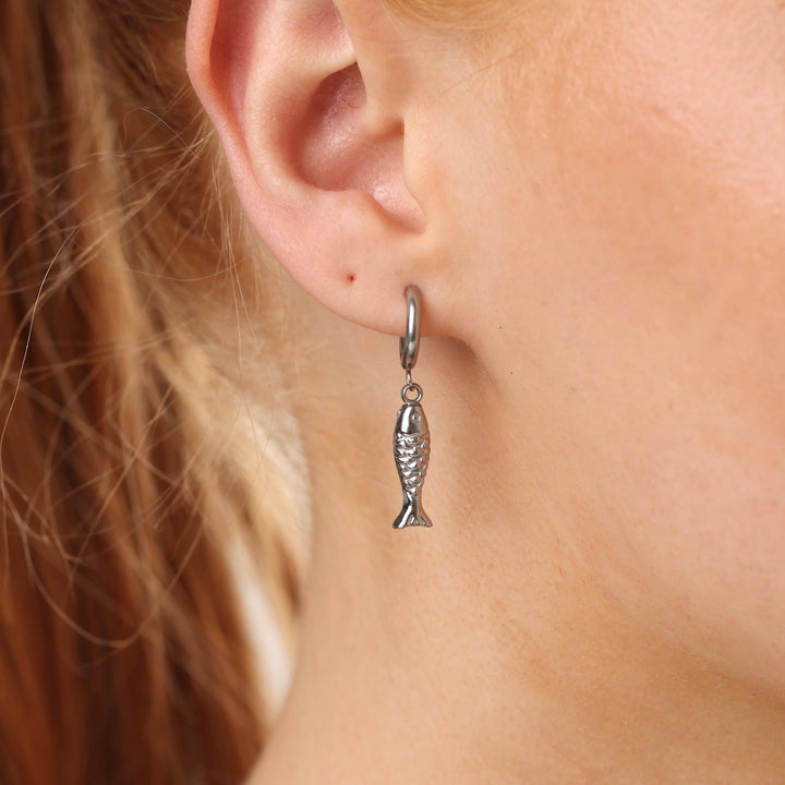 Erna - Fish Hoop Earrings Stainless Steel