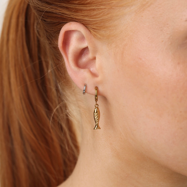 Erna - Fish Hoop Earrings Stainless Steel