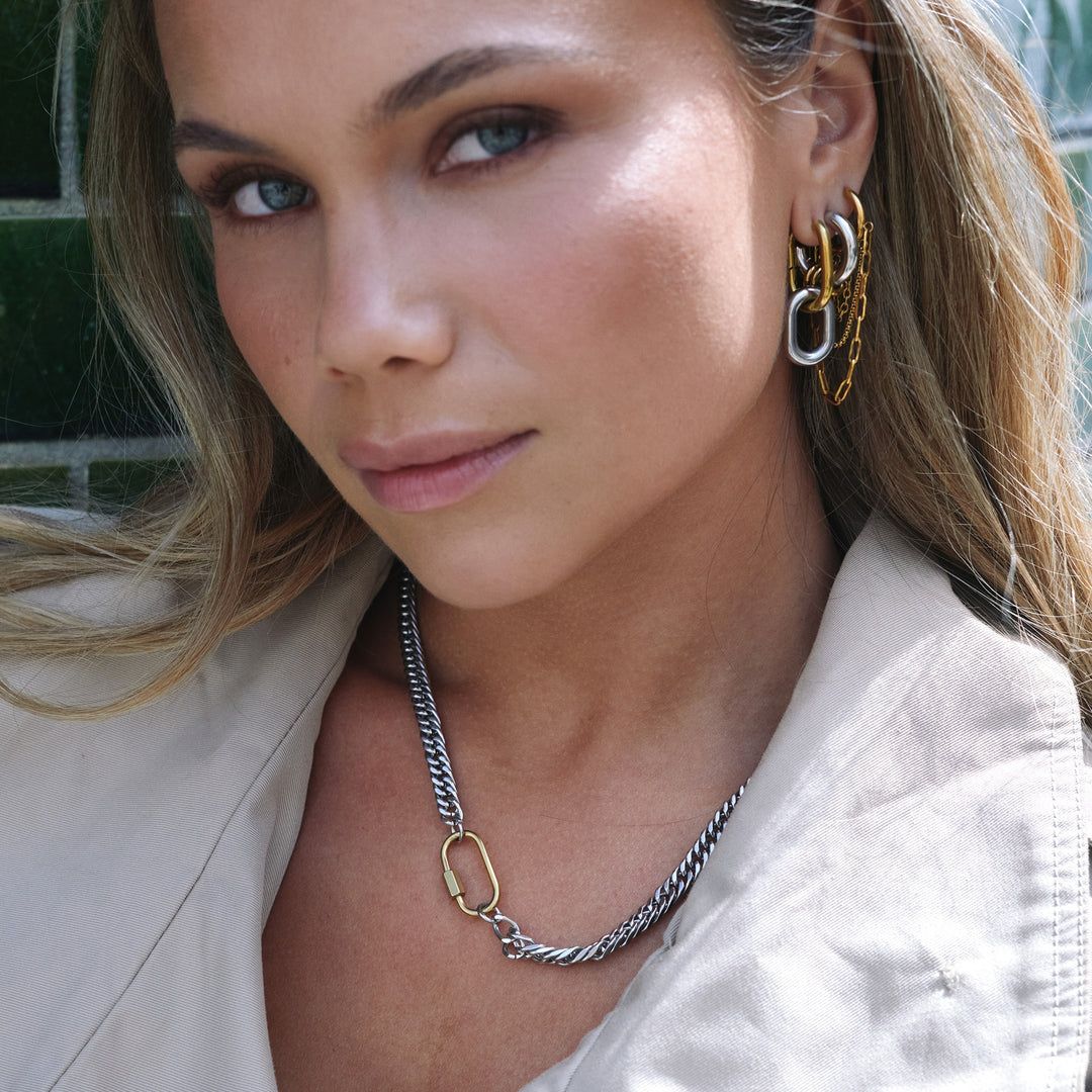 Kate - Creolen aus Edelstahl mit Kette