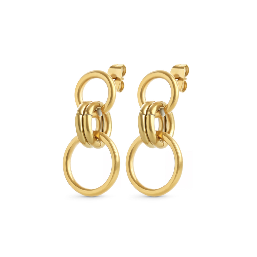 Circe – doppelte Creolen aus Edelstahl, Gold | Timi of Sweden