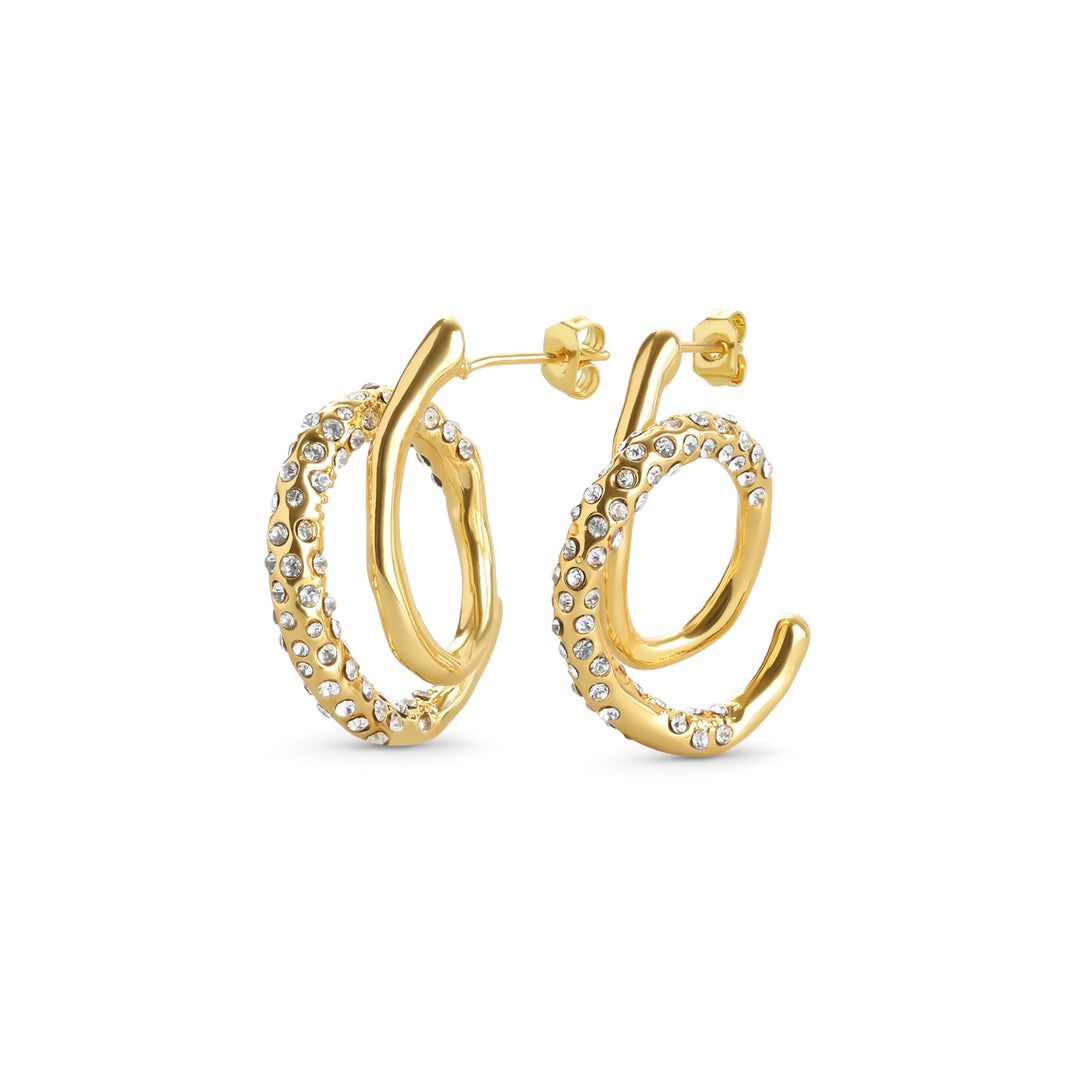 Marisol – Spiral-Ohrringe mit Kristall, Gold | Timi of Sweden