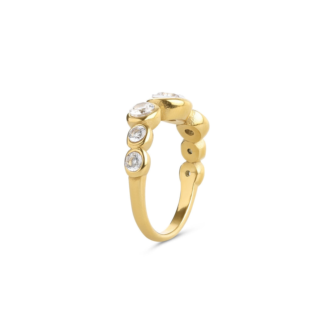 Noell – crystal ring in stainless steel, gold | Timi of Sweden