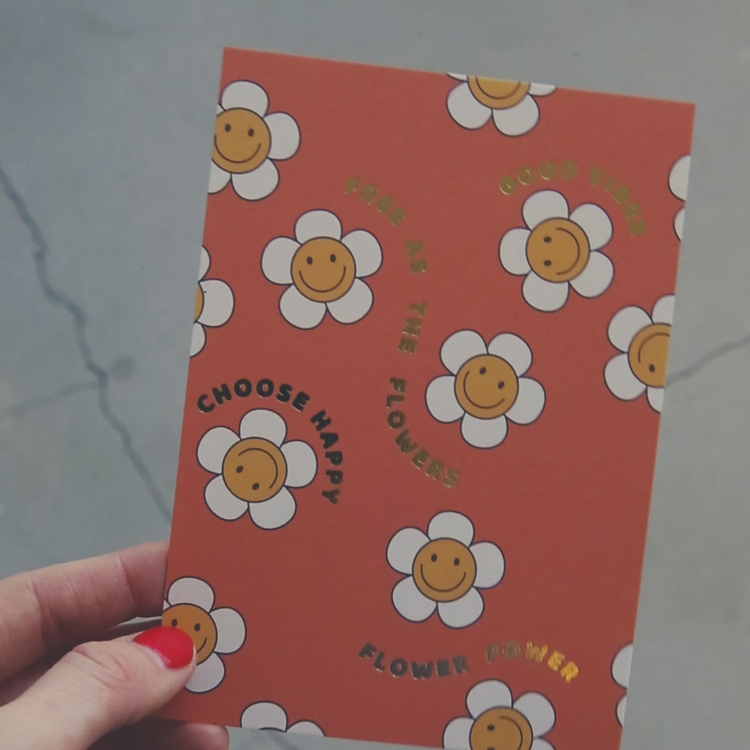 Flower Power Retro Postkarte