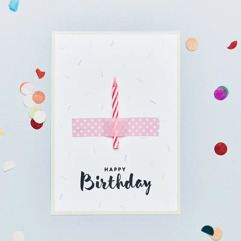 Birthday Candle Postcard Pink