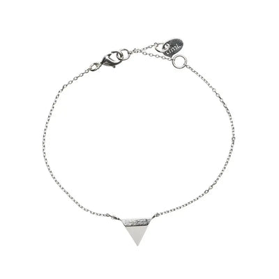 Triangle with Stone Setting Bracelet in Silver White Agate