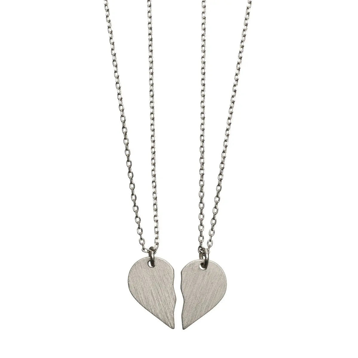 Split Heart Necklaces Silver