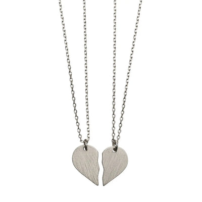 Split Heart Necklaces Silver