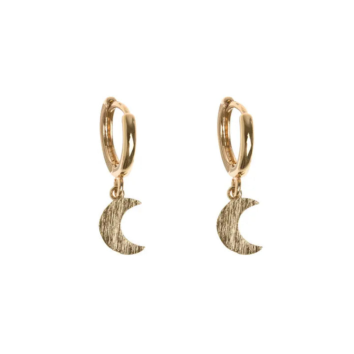 Moon Small Hoop Earrings Gold