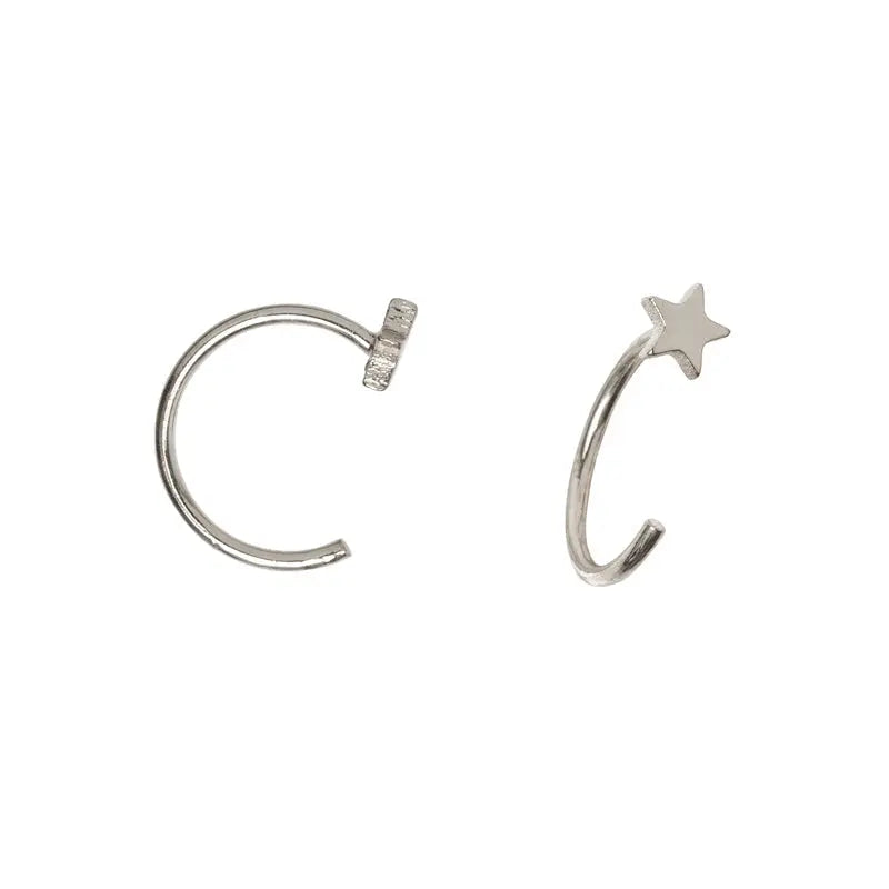 Pull through earrings with star Silver