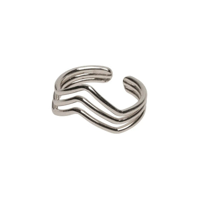 Triple Lined Top Ring Silver