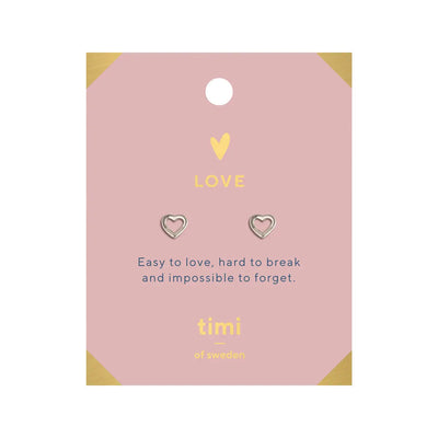 Love Heart Outline Earrings Silver