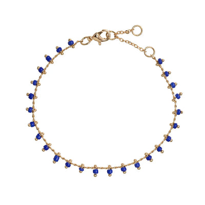 Blue Bead Bracelet Gold