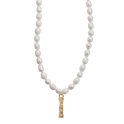 Pearl and Bamboo Letter Necklace I