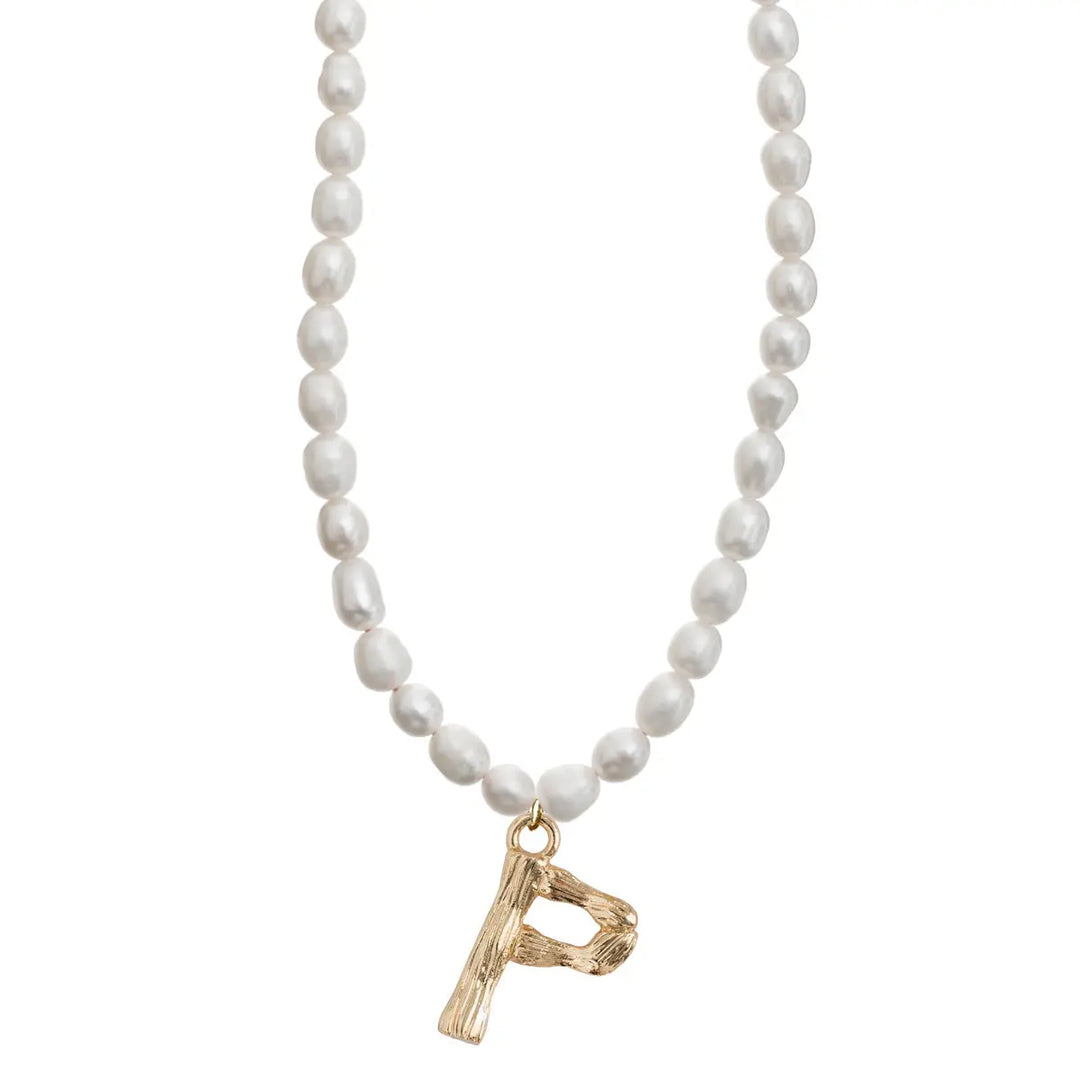Pearl and Bamboo Letter Necklace P