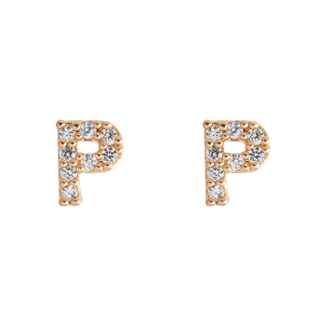 Petite chrystal letter stud earring P