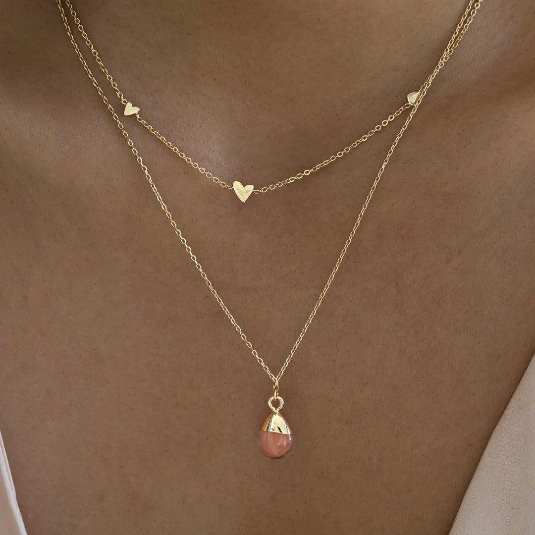 Gold Dipped Cherry Quartz Necklace