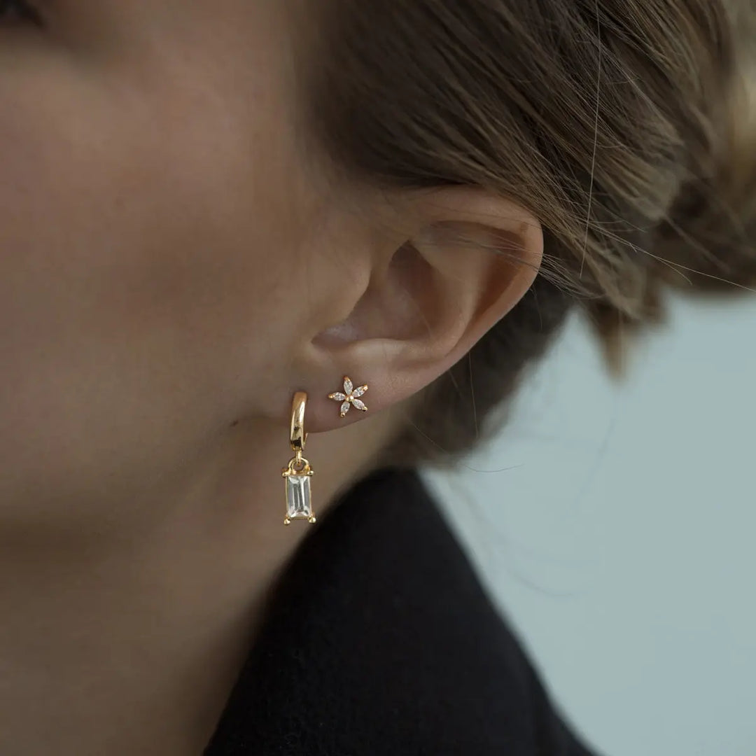 White Crystal Hoop Earring