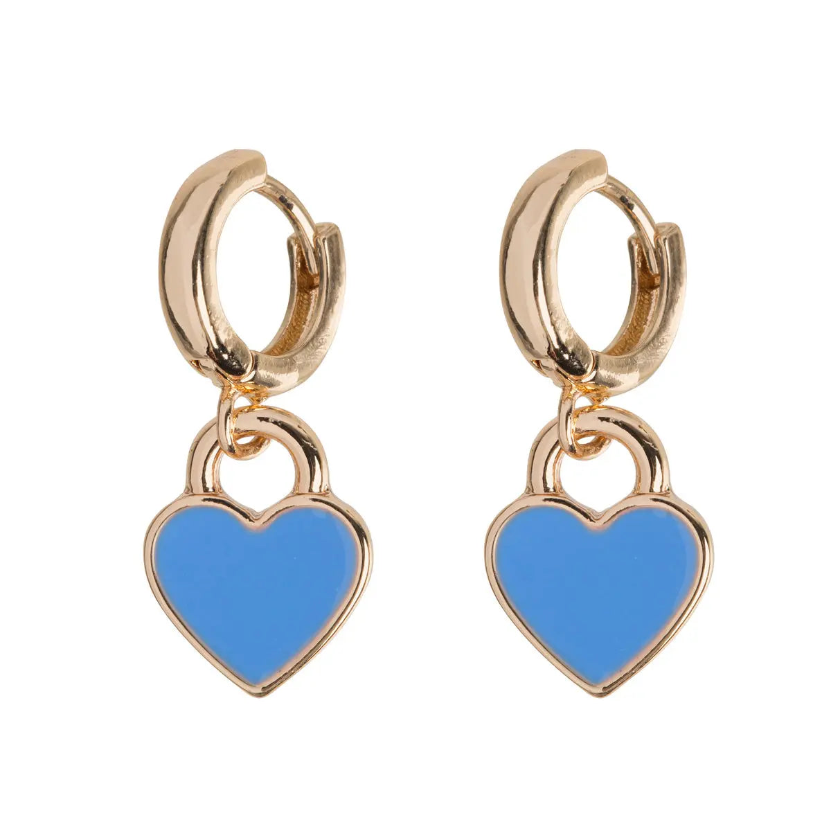 Blue Enamel Heart Hoop Earring